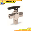 stainless steel 3/8 inch mini 3 way oil and gas ball valve